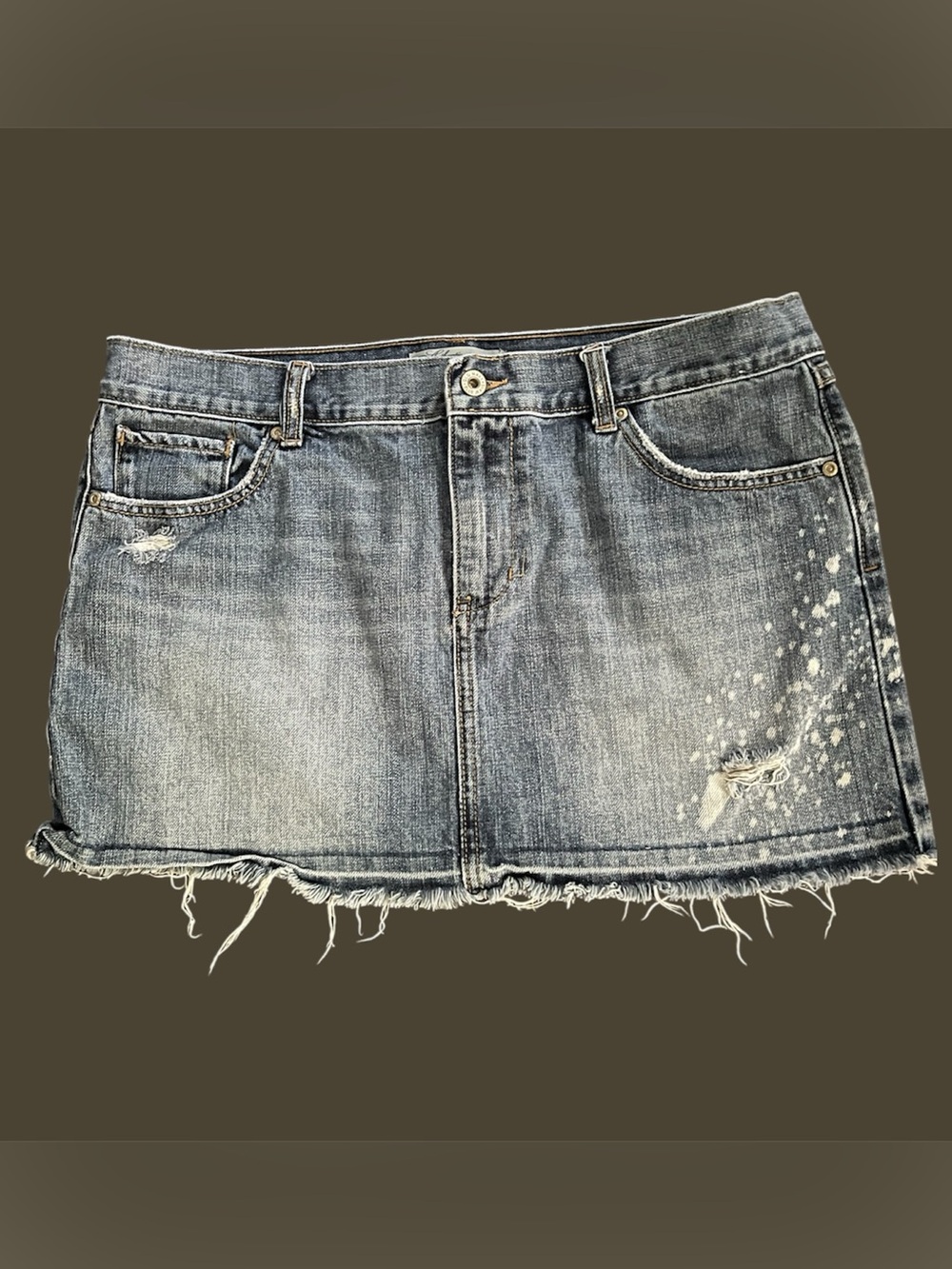 Y2K Denim Mini Skirt in Faded Blue Raw hem